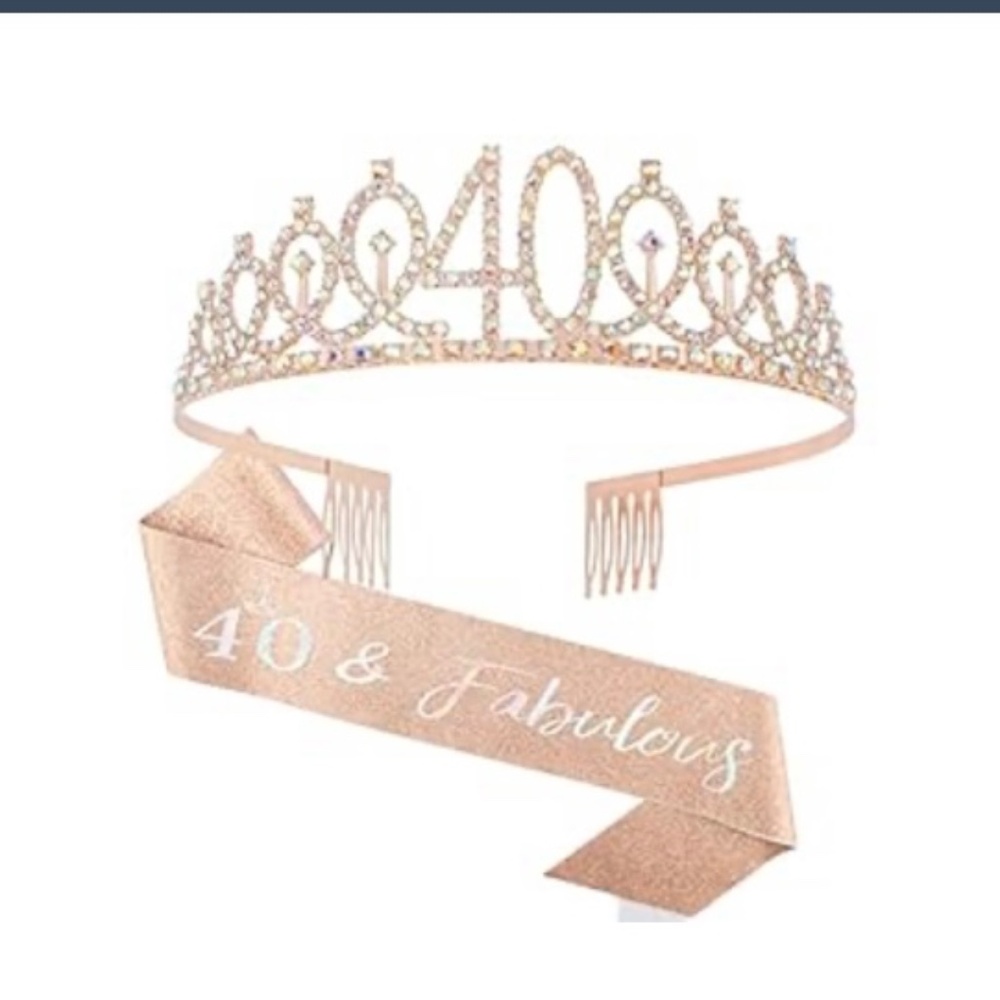 40th birthday tiara, sash and glasses